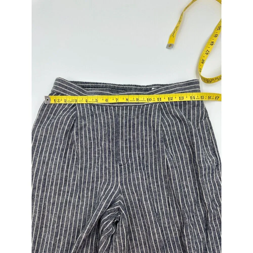 Banana Republic Linen Blend Pants for Women Size S Mid Rise Wide Leg Striped EUC